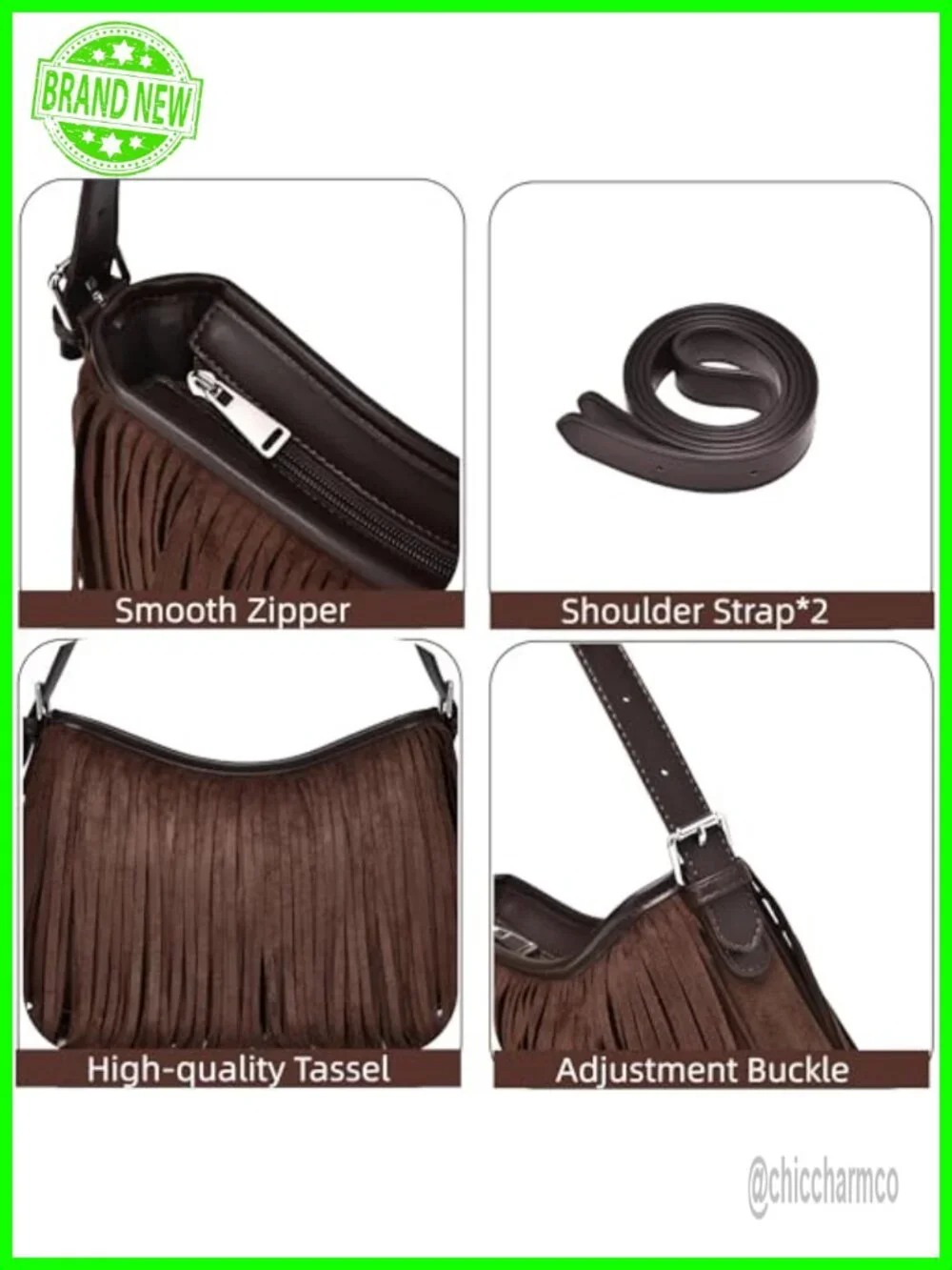 Women's Fringe Suede Hobo Bag with Tassel Crossbody Purse